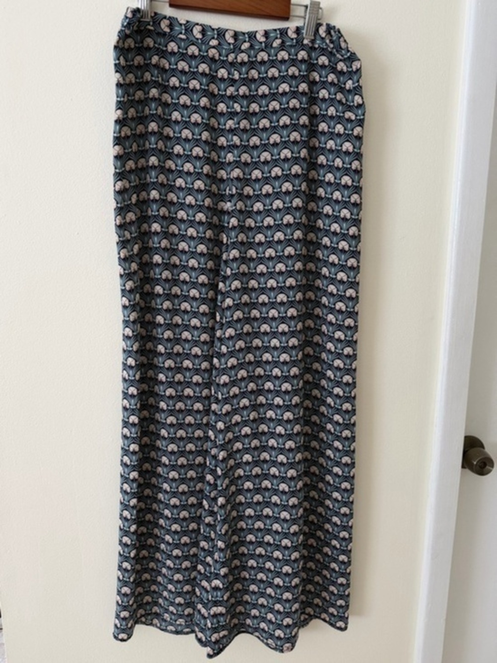 Paper Crown Navy and Blush Shell-Print Maxi Skirt